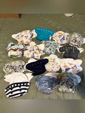 16 GroVia All In One AIO newborn cloth diapers prints 1 smart bottoms